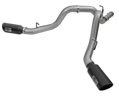 afe large bore hd 4in dual dpf-back ss exhaust w/black tip 16-17 gm diesel truck v8-6.6l (td) lml 49-44080-b