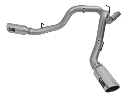 afe large bore hd 4in dual dpf-back ss exhaust w/polished tip 16-17 gm diesel truck v8-6.6l (td) lml 49-44080-p