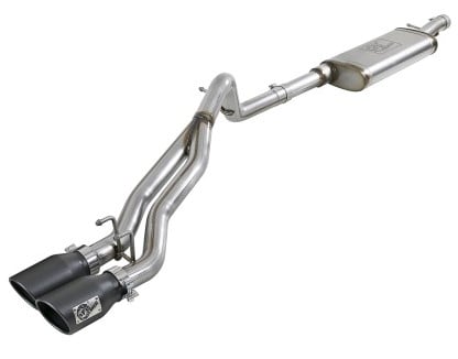 afe rebel series cat-back 2.5in dual center exit ss exhaust w/ black tips 07-14 jeep wrangler v6 49-48054-b