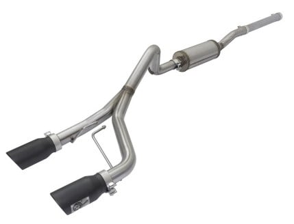 afe rebel series cb 2.5in dual center exit ss exhaust w/ black tips 07-15 jeep wrangler 3.6l/3.8l v6 49-48056-b