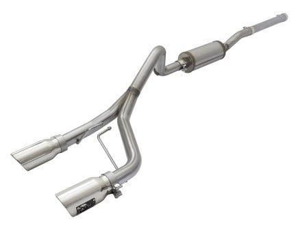 afe rebel series cb 2.5in dual center exit ss exhaust w/ polish tip 07-15 jeep wrangler 3.6l/3.8l v6 49-48056-p