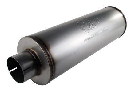 afe machforce xp exhausts mufflers ss-409 exh muffler 4 id in/out 8 dia 49-91002