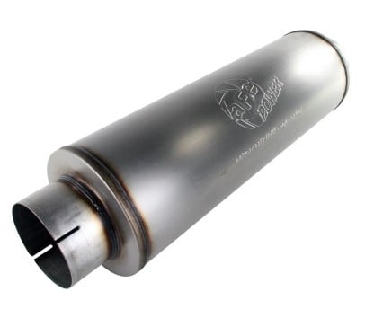 afe machforce xp exhausts mufflers ss-409 exh muffler 5 id in/out 8 dia 49-91012