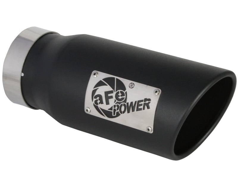 afe power diesel exhaust tip black- 4 in in x 5 out x 12 in long bolt on (right) 49t40501-b12