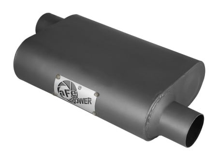 afe scorpion replacement alum steel muffler 2-1/2in in/out baffled offset/offset 13inl x10inw x4inh 49m00003