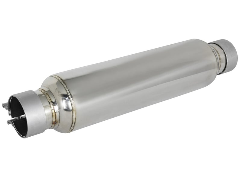 afe mach force-xp 304 stainless steel resonator 2.5in inlet/outlet x 4in dia x 15in body x 19in l 49m10002