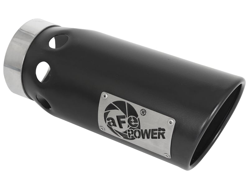 afe power intercooled tip stainless steel - black 4in in x 5in out x 12in l bolt-on 49t40501-b121