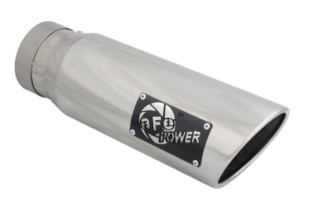 afe diesel exhaust tip bolt on polished 4in inlex x 5in outlet x 15in 49t40501-p15