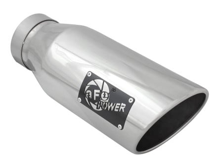 afe diesel exhaust tip bolt on polished 4in inlet x 6in outlet x 15in long 49t40601-p15
