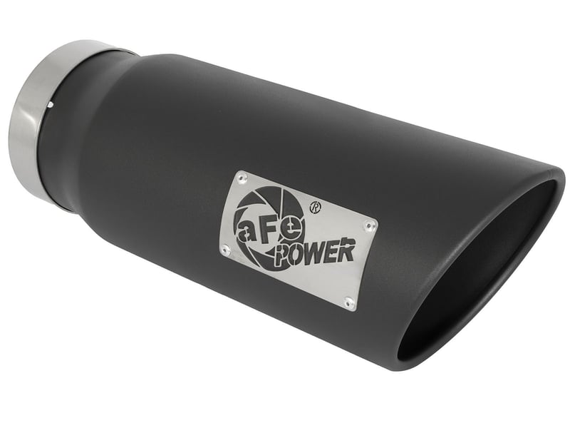 afe power mach force-xp 5in in x 6in out x 15in l bolt-on 409 ss exhaust tip - black 49t50601-b15