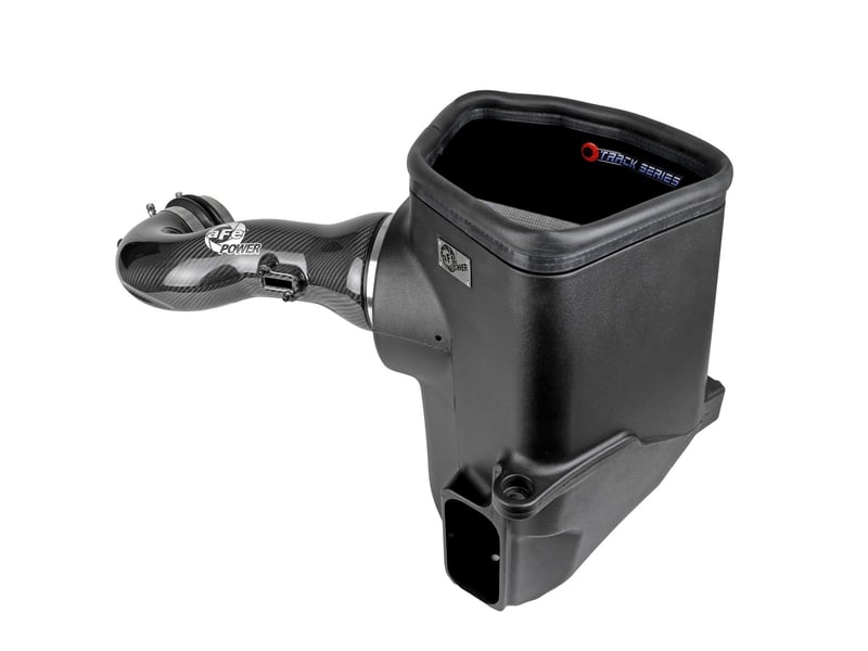 afe 19-23 gm trucks 5.3l/6.2l track series carbon fiber cold air intake system w/ pro dry s filters 57-10015d