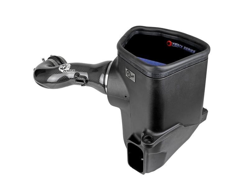 afe 19-23 gm trucks 5.3l/6.2l track series carbon fiber cold air intake system with pro 5r filters 57-10015r