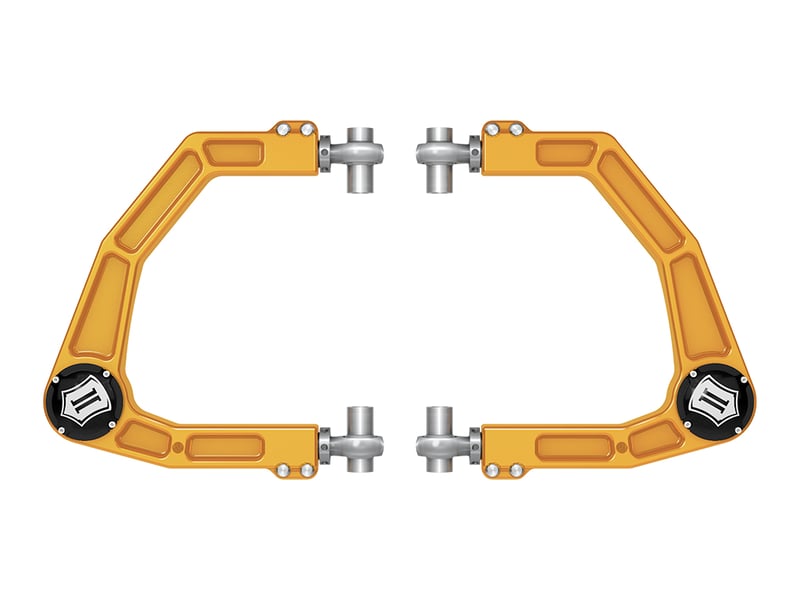 icon 2024-2025 toyota tacoma/2024 toyota land cruiser 250 series/2024 lexus gx550, front, billet upper control arms w/ delta joint pro, gold anodizing 58552gdj