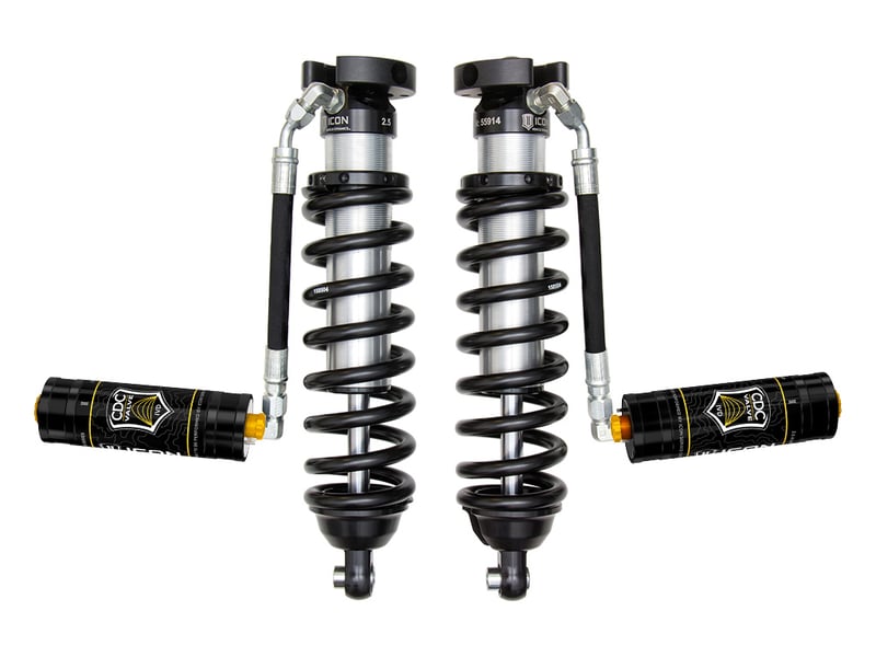 icon 1996-2004 toyota tacoma, 0-3" lift, front,v.s. 2.5 series coilover kit, extended travel, remote reservoir w/ cdcv, 700 lbs/in spring rate 58715c-700