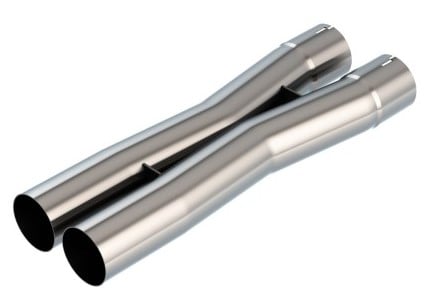 borla 2.5in universal x-pipe 3.21in inlet centerline 3.45in outlet centerline 27.63in oal 621104