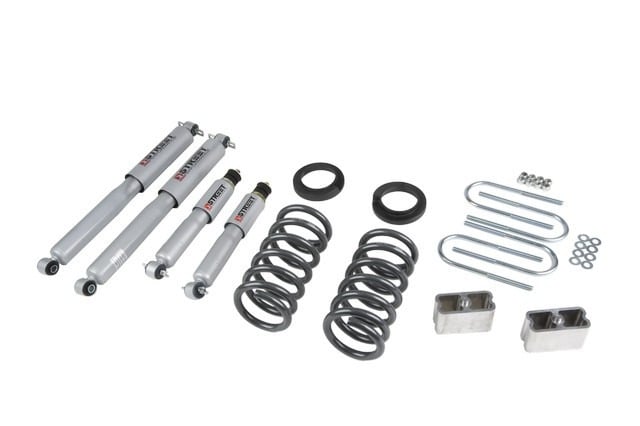 belltech lowering kit with sp shocks 82-04 s10 / s15 - std cab pickup only (4 & 6 cyl.) & 83-97 s10 blazer / jimmy (4 & 6 cyl.) & 96-03 isuzu hombre (4 & 6cyl.) 630sp