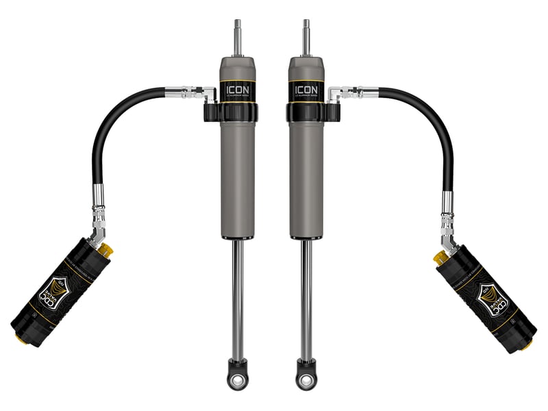 icon 2023-2024 ford f-250/f-350 super duty 4wd, 4.5" lift, front, v.s. 2.5 aluminum series shocks, remote reservoir w/ cdcv, pair 67811cp