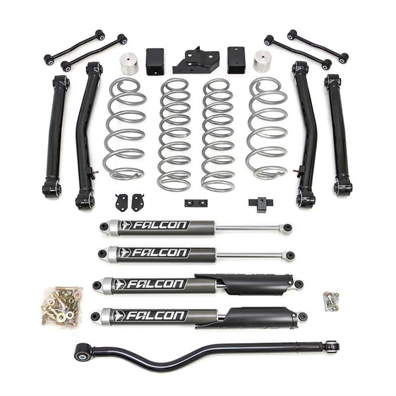readylift terrain flex 4-arm kit w/ falcon 2.1 monotube shocks 2018-2021 jeep jl wrangler 4wd 69-6837