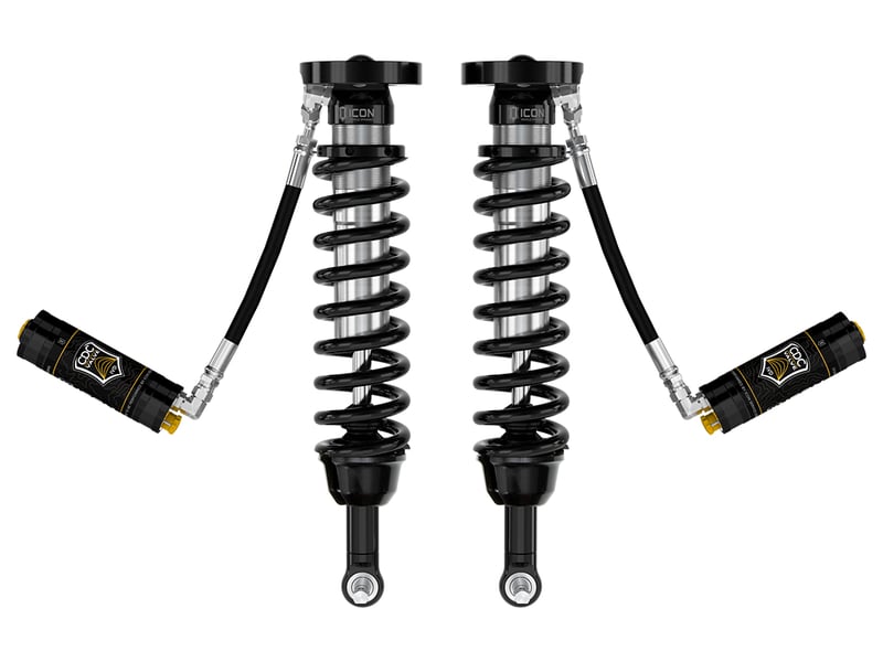 icon 2021-2023 chevrolet tahoe & suburban/2021-2023 gmc yukon & yukon xl, 2.5-3.25" lift, front, v.s. 2.5 series coilover kit, remote reservoir w/ cdcv 71657c