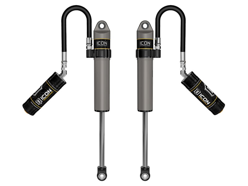 icon 2020-2023 jeep gladiator/2018-2023 jeep wrangler jl, 2.5" lift, front, v.s. 2.5 aluminum series shock absorbers, remote reservoir, pair 27821p