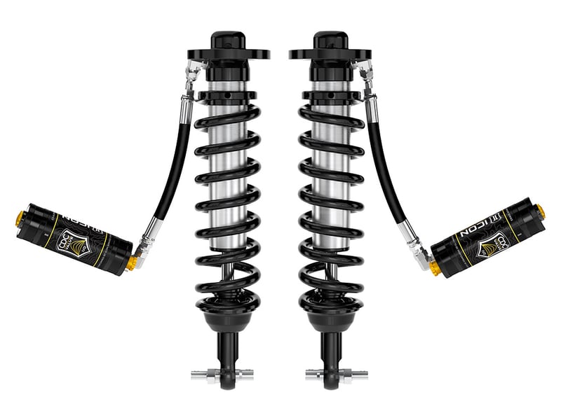 icon 2021-2024 ford f-150 4wd, 0-2.75" lift, front, v.s. 2.5 series coilovers, remote reservoir w/ cdcv, pair 91823c
