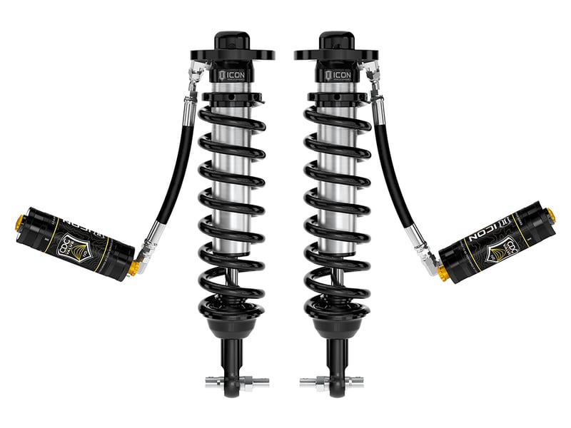 icon 2021-2024 ford f-150 4wd/tremor, 3.5-4.5"/2.5-3" lift, front, v.s. 2.5 series coilovers, remote reservoir w/ cdcv, pair 91824c
