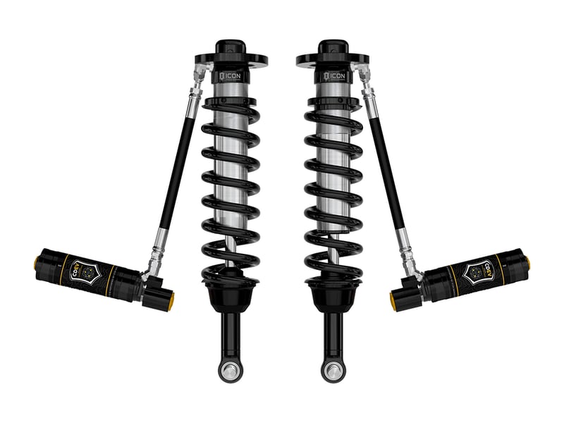 icon 2021-2024 ford f-150 4wd/tremor, 3.5-4.5"/2.5-3" lift, front, v.s. 2.5 series coilovers, remote reservoir w/ cdev, pair 91824e