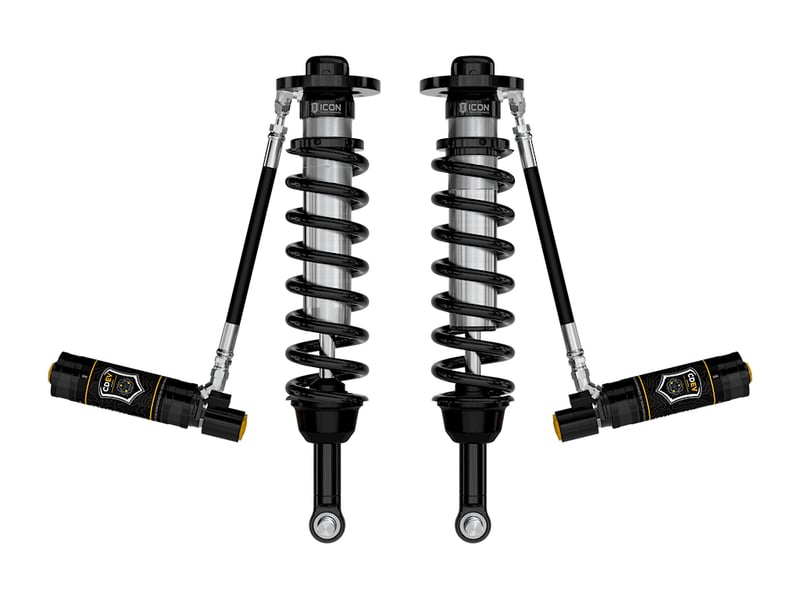 icon 2021-2024 ford f-150 4wd, 2.75-3.5" lift, front, v.s. 2.5 series coilovers, remote reservoir w/ cdev, pair 91825e