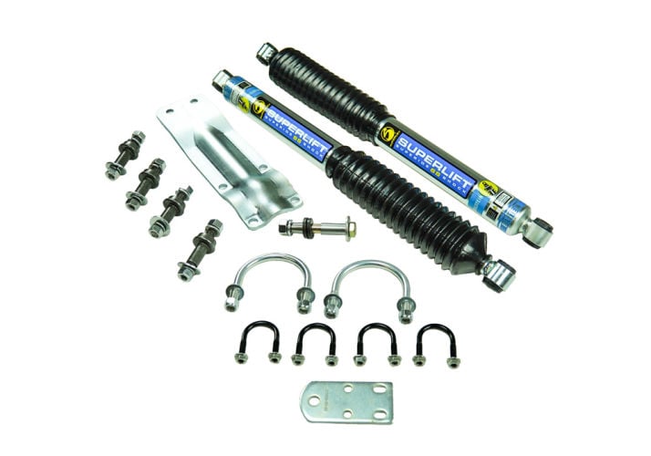 superlift 73-91 gm 1/2 ton 4wd vehicles solid axle dual steering stabilizer kit w/ ss shocks by bil 92714