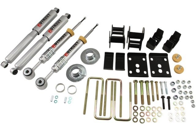 belltech lowering kit 09-13 ford f150 ext cab/quad cab short bed 2wd 2in or 3in f/4in rear w/ shocks 983sp