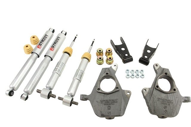 belltech lowering kit 14-16 silverado/sierra all cabs 2wd 2in front/2in or 3in rear w/ street shocks 984sp