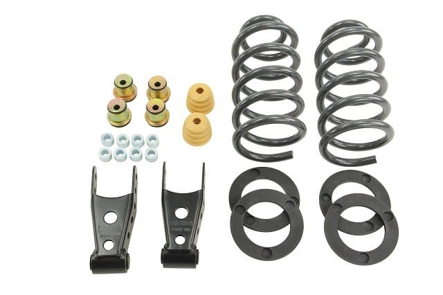belltech lowering kit 14-18 silverado/sierra all cab 2wd 1in or 2in front/2in or 3in rear w/o shock 985