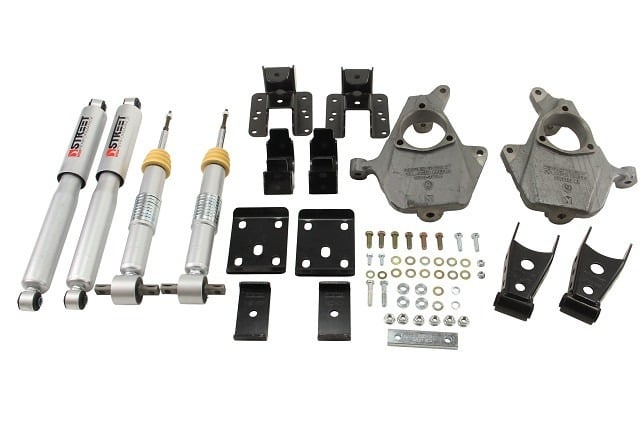 belltech lowering kit 14-16 chevy/gmc silverado/sierra all cabs 2wd 2in front/4in rear w/ shocks 986sp