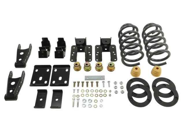 belltech lowering kit 14-18 silverado/sierra std cab 2wd 1in or 2in front/4in rear w/o shocks 987