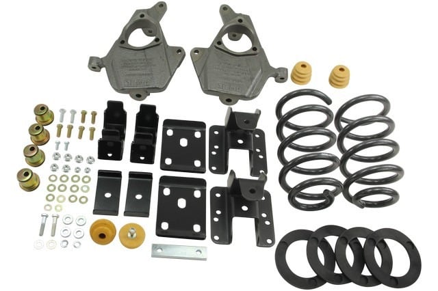 belltech lowering kit 14 silverado/sierra std cab 2wd 3in or 4in frnt/5in or 6in rear w/o shocks 988