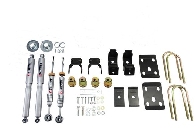 belltech lowering kit 14-16.5 chev/gm silverado/sierra std cabs 2wd 0in to -4in front/7in rear with shock 993sp
