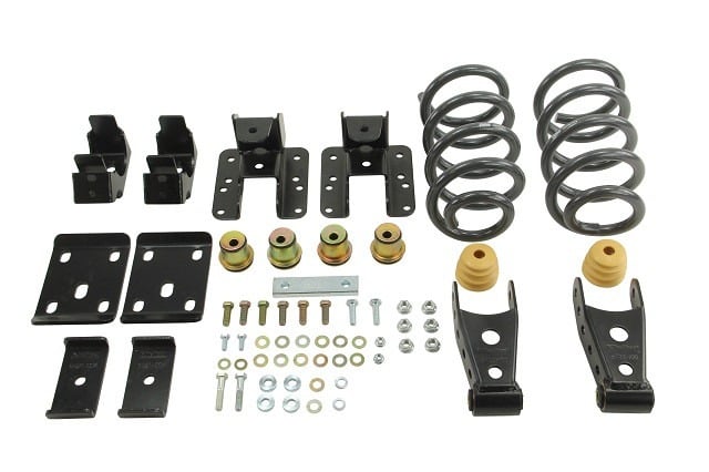 belltech lowering kit 14-18 silverado/sierra ext/crw cab 2wd 3in or 4in front/4in rear w/o shocks 995