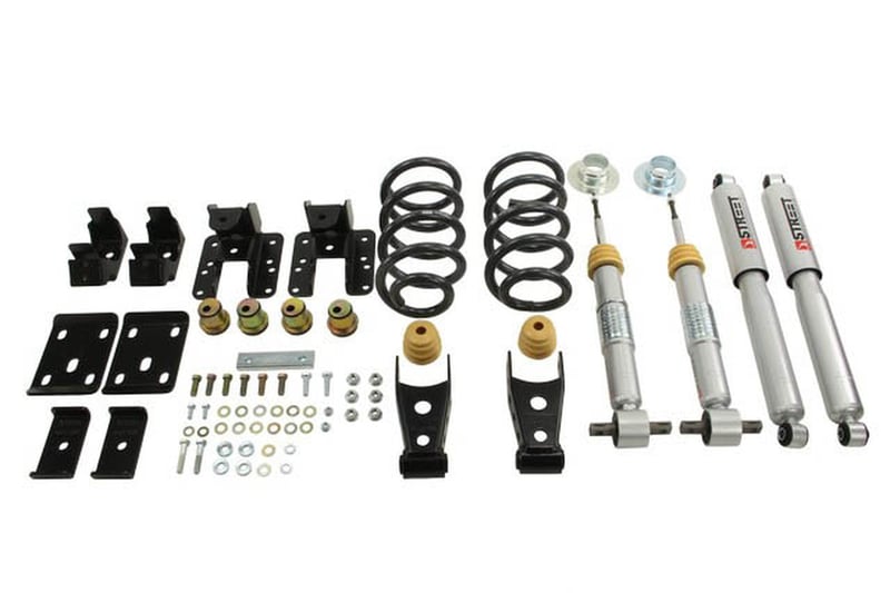 belltech 14-17 silver/sierra ext & crew cab 2wd 1 or 2in. f/4in. r drop w/ sp shocks lowering kits 995sp