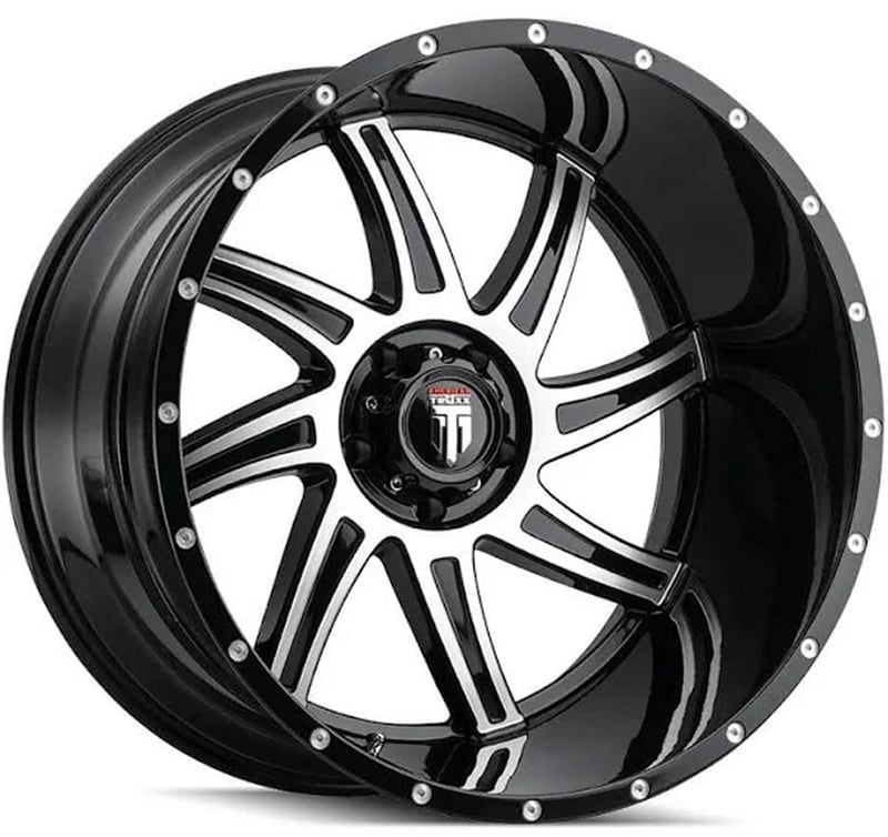 (clearance - no returns) 24x14 american truxx at162 vortex gloss black machined (* may require trimming) 6x135 -76mm