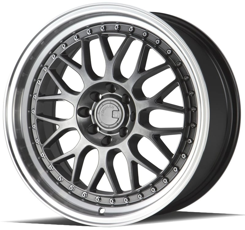 17x8 aodhan ah02 hyper black w/ machined lip 5x100 5x4.5/114.3 35mm