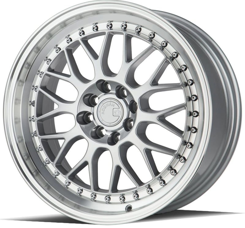 17x8 aodhan ah02 silver w/ machined lip 5x100 5x4.5/114.3 35mm