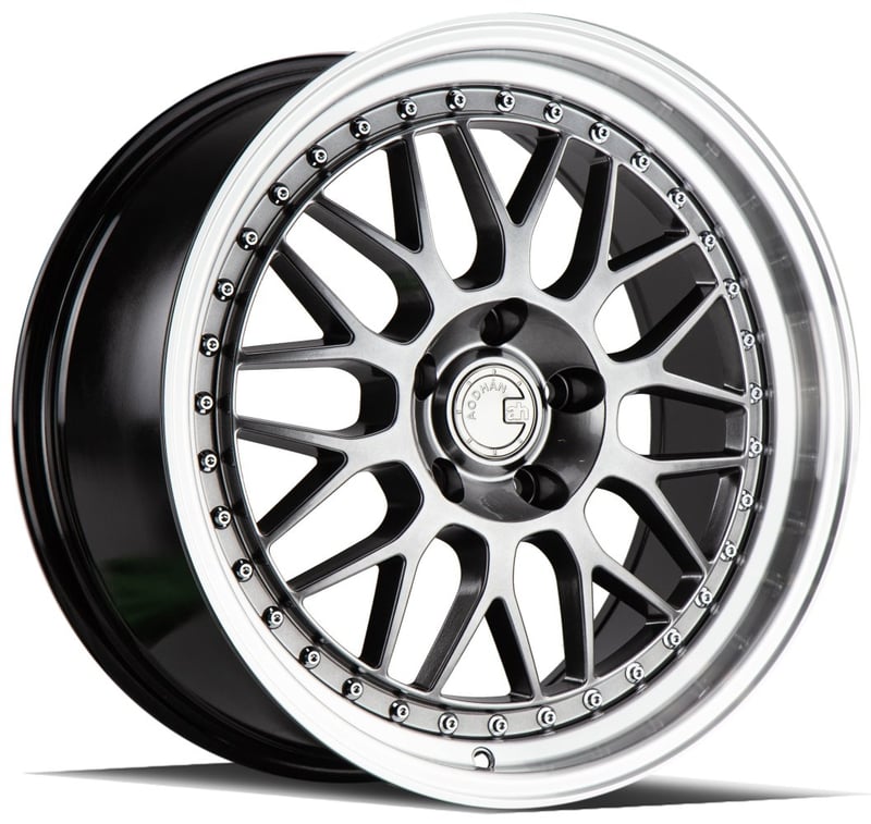 18x8.5 aodhan ah02 hyper black w/ machined lip 5x100 35mm
