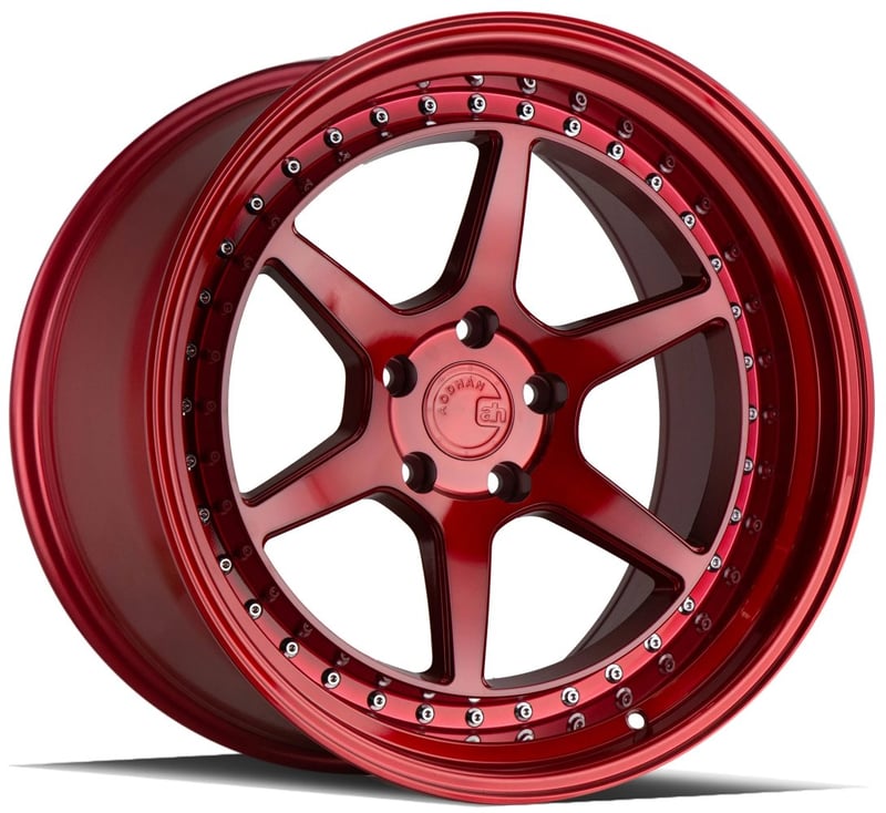 19x9.5 aodhan ds09 candy red w/ chrome rivets (flow form) 5x4.5/114.3 30mm