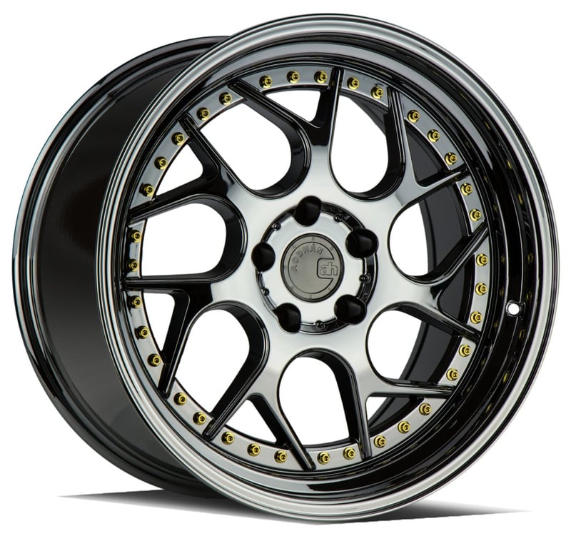 19x10.5 aodhan ds01 black vacuum w/ gold rivet 5x4.5/114.3 22mm
