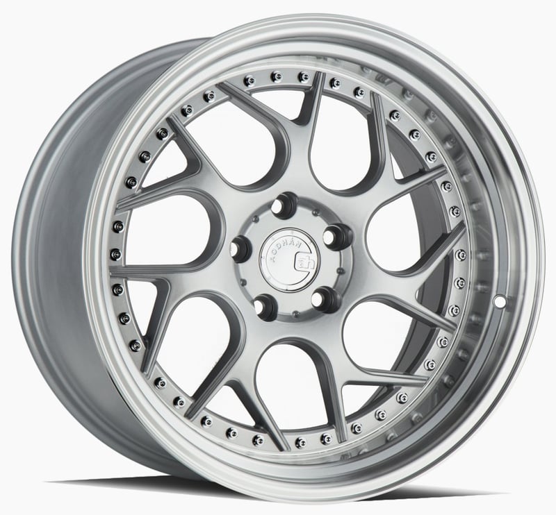 18x9.5 aodhan ds01 silver machined lip w/ chrome rivets 5x4.5/114.3 30mm