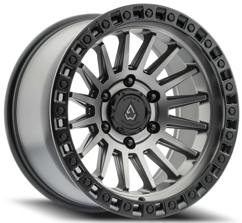 (clearance - no returns) 17x9 arena a101 mesa satin gunmetal w/ satin black lip 5x5/127 -12mm