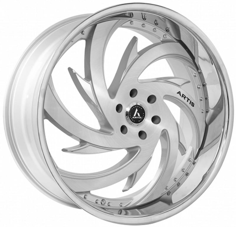 26x9 artis spada silver w/ brushed face & chrome stainless steel lip 5x4.5/114.3 35mm