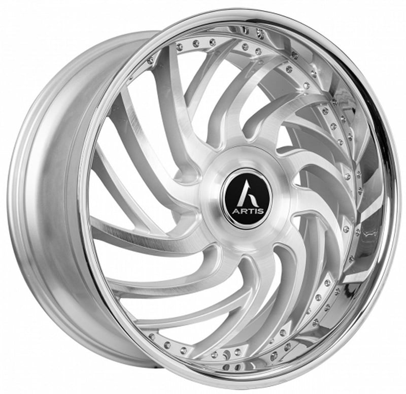 24x9 artis vantage xl silver machined w/ stainless steel chrome lip (custom)