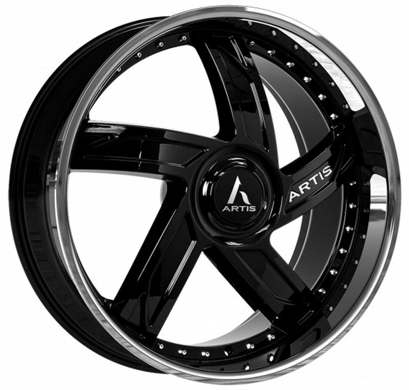 26x9 artis vestavia xl gloss black w/ stainless steel chrome lip (custom)