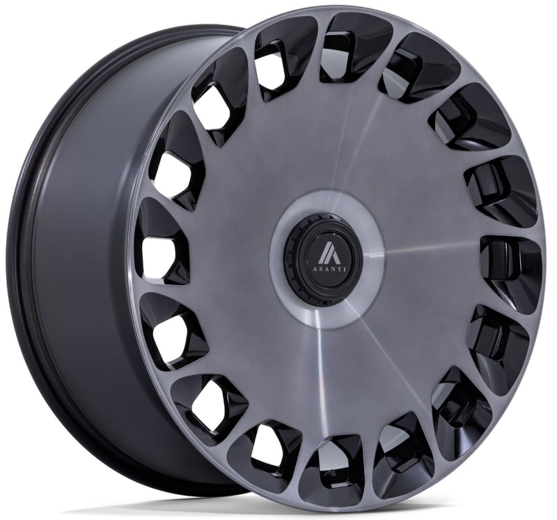 (clearance - no returns) 22x9 asanti abl-45 gloss black machined w/ double dark tint 5x4.25/108 5x4.5/114.3 38mm